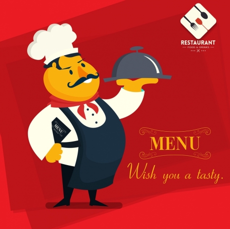 Restaurant menu cover template male cook cartoon character vectors stock in  format for free download 