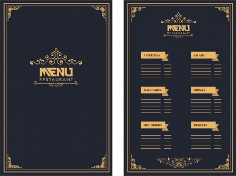 restaurant menu design royal style on dark background