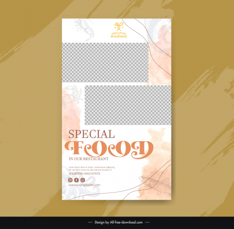 restaurant  menu template elegant blurred food checkered decor