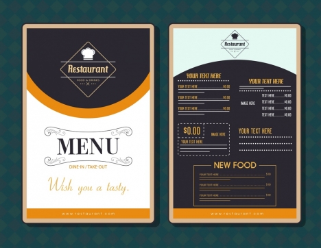 Restaurant menu template modern black white decor vectors stock in