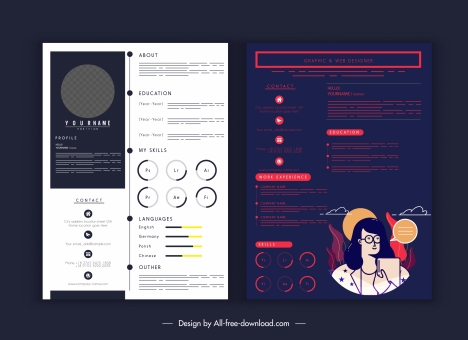 resume infographic template dark bright modern elegant design