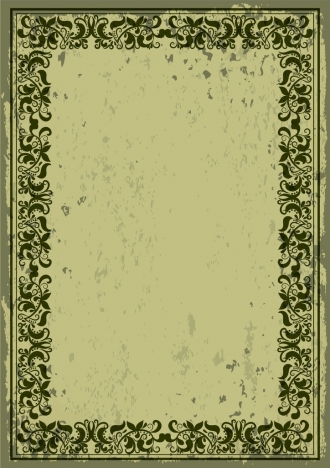 retro border design dark green classical flowers pattern