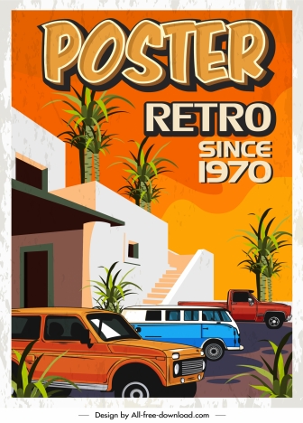 retro poster template cars architecture sketch