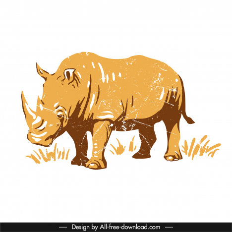 rhino icon classical handdrawn sketch