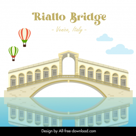 Rialto Bridge Venice Engraving by Goldhafen