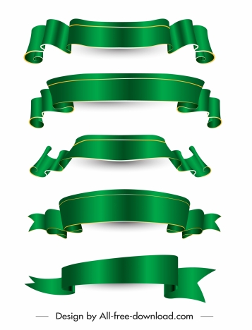 ribbon templates elegant green curled modern 3d design