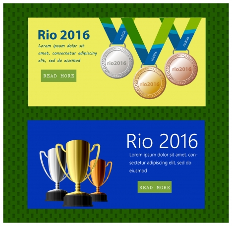 rio 2016 olympic website design with trophies elements