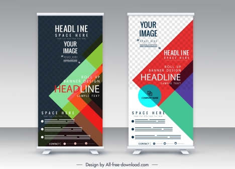 roll standee banner template colorful vertical design