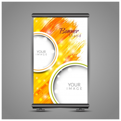 roll up banner design with vertical abstract background