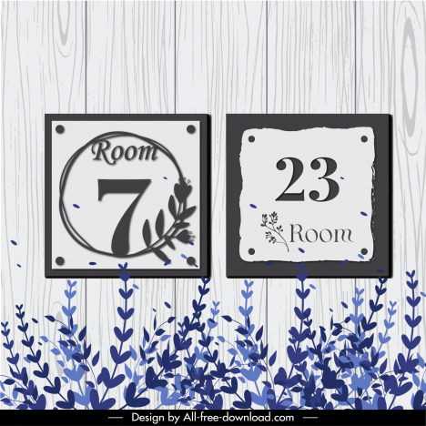 room number design elements retro flowers decor