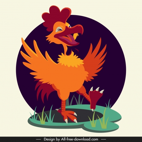Rooster icon funny cartoon character sketch vectors stock in format for  free download 