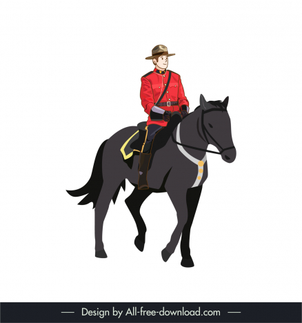 Royal canadian mounted police icon horseriding sketch cartoon character  vectors stock in format for free download 162 bytes