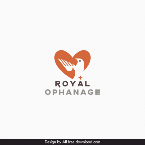 royal ophanage logotype flat heart isolation pigeon sketch