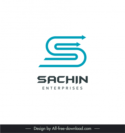 sachin enterprises logo template flat arrow swirled lines shapes outline