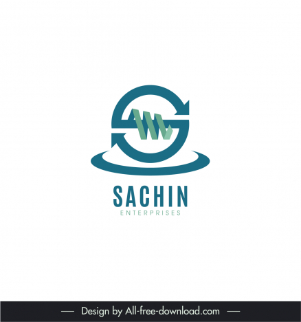 sachin enterprises logotype modern 3d stylized text arrow shape outline