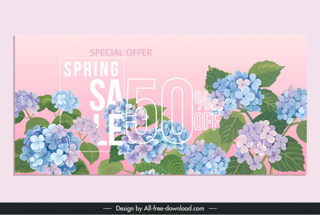 sale banner template elegant blooming hydrangeas flowers