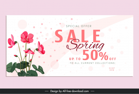 sale banner template elegant cyclamen flowers blossom