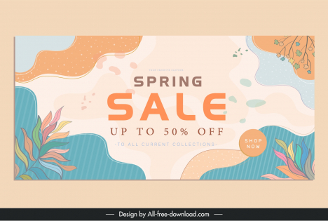 sale banner templates classic leaves curves