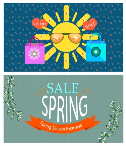 sales banner sets design with seasonal style