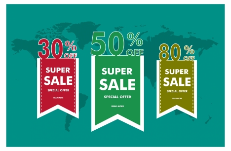 sales banner sets design with vertical percentage style