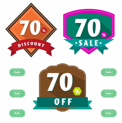 sales labels illustration with number and percentage