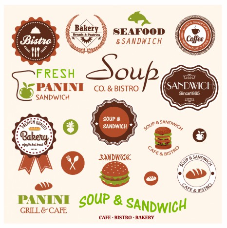 Sandwich bistro labels and icons vectors stock in format for free ...
