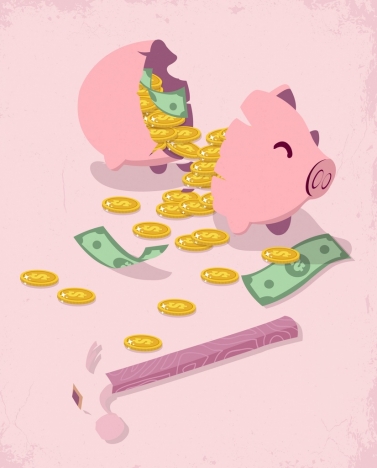 Savings concept background broken piggy bank money icons vectors stock in  format for free download 