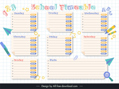 School Timetable Design idea  How to draw and color easy step by step for  Kids  YouTube