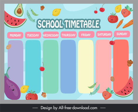 School timetable with cute unicorn doodle vector school timetable posters  for the wall  posters weekly week wednesday  myloviewcom