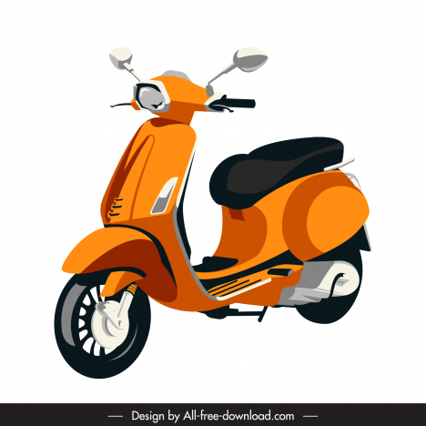Scooter icon classical 3d outline orange decor vectors stock in format ...