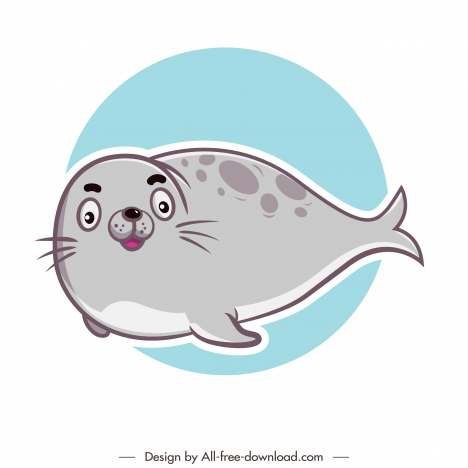seal animal icon cute cartoon flat handdrawn