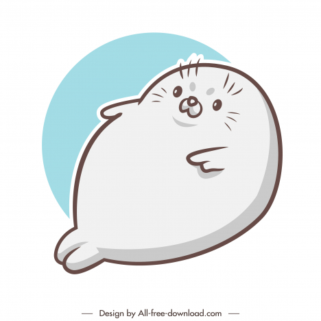 seal animal icon lovely cartoon handdrawn outline
