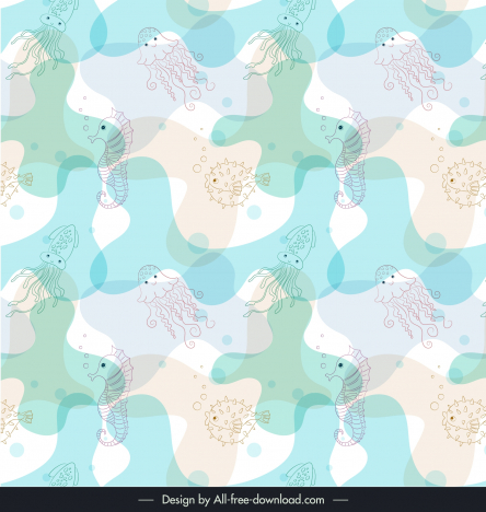 seamless pattern of fish tempalte repeating blurred