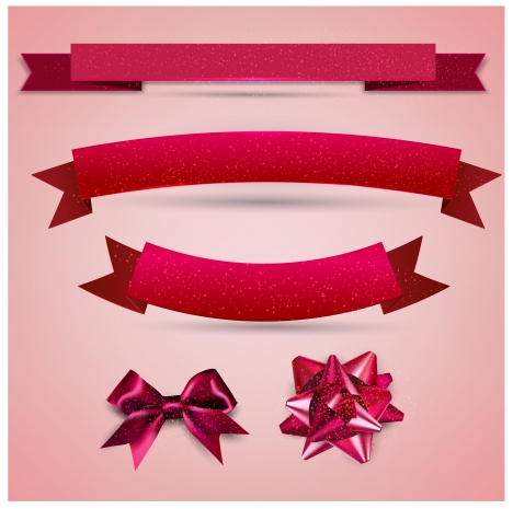 sets of red ribbons and knots collection illustration
