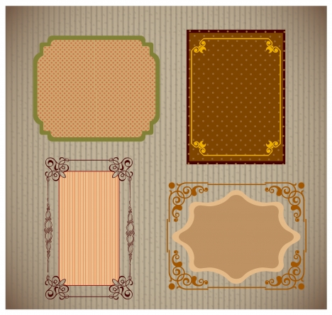 sets of vintage frames with various pattern background