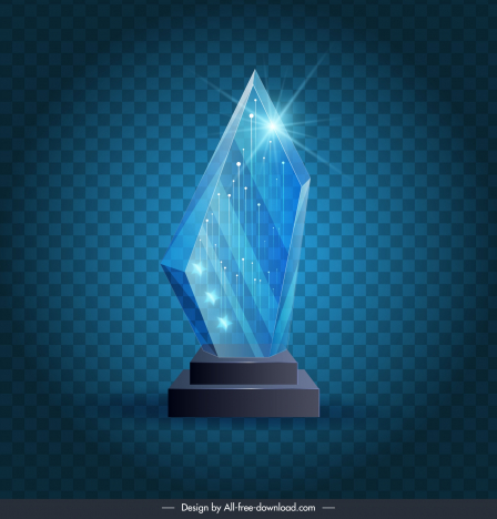 shining glass trophy award template luxury 3d diamond shape