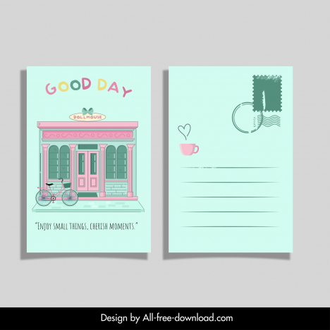 shophouse with positive quotes postcard elegant bicycle architectural classic