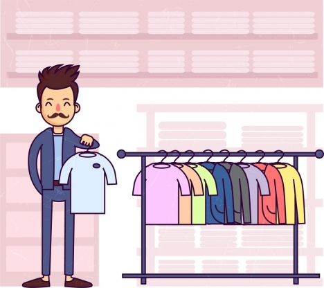 Shopping drawing man clothes display icons colored cartoon vectors stock in  format for free download 