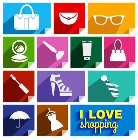 shopping promotion icons with flat vector illustration