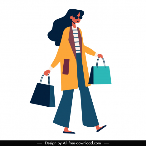 shopping woman design element cartoon character