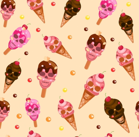 Skull ice cream icons collection various colored types vectors stock in ...