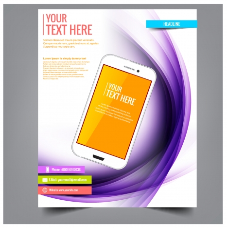 smartphone brochure template vector illustration with art background