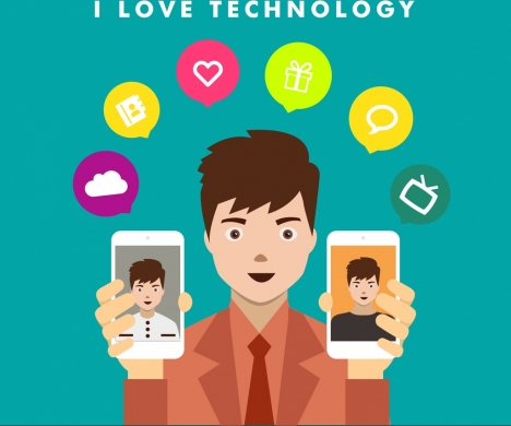 smartphone technology advertisement human holding phone icon