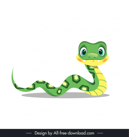 snake animal design elements cute cartoon sketch