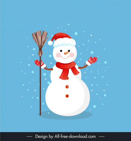 snowman in mittens scarf hat icon cute cartoon design