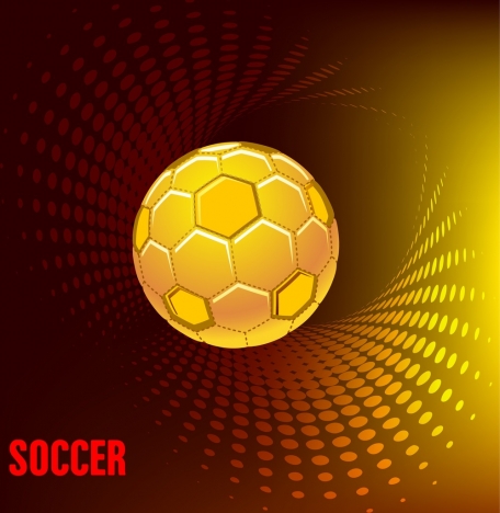 soccer advertising banner 3d swirling yellow ball icon