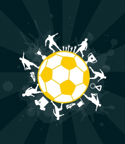 soccer background ball decoration silhouette grunge vignette style