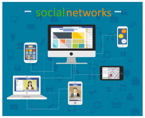 social networks concepts with digital devices illustration
