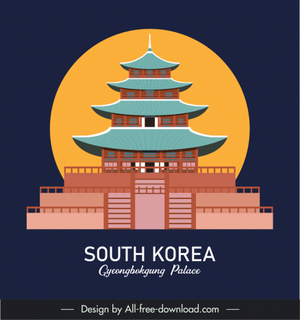 south korea design elements banner template classical symmetric architecture sun outline contrast design