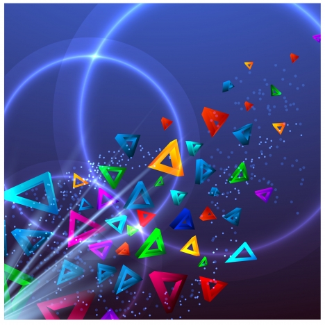 sparkle background with colorful triangles and light